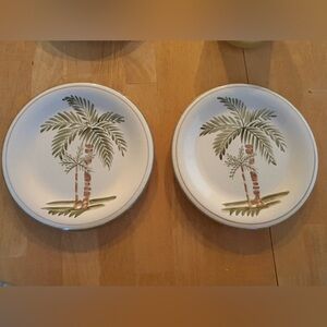 Gibson Palm Court 8” Palm Trees Salad Plates Set of 2 Retired Pattern.